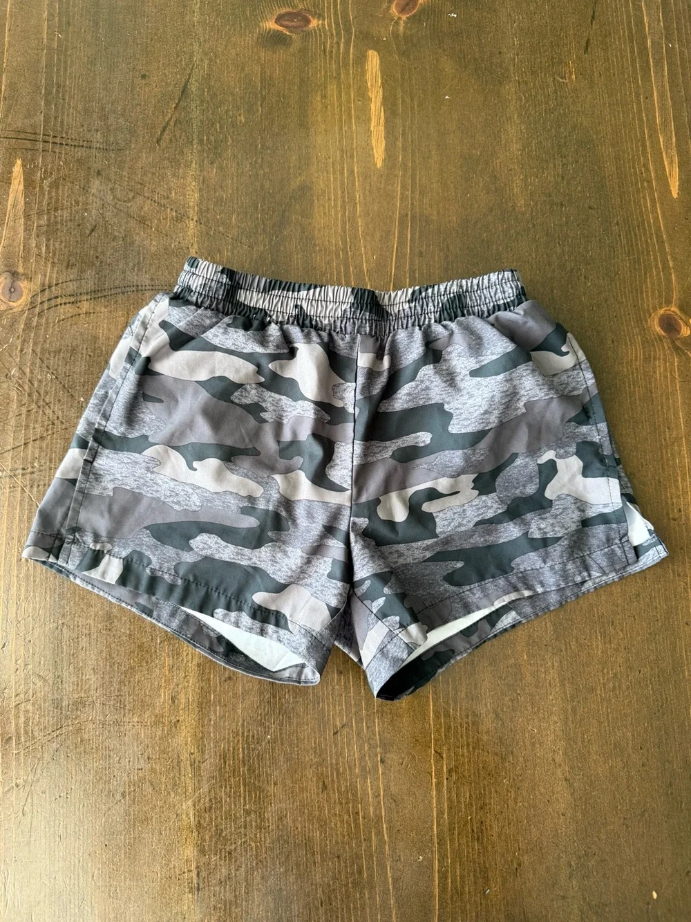 Grey Camo Athletic Shorts, Old Navy, girls XL 14